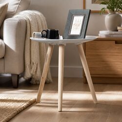 Side Table Coffee Bedside End White Composite Wood Solid Legs Removable Storage