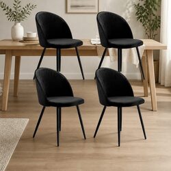 Dining Chairs Set of 4 Kitchen Cafe Upholstered Seat Backrest Black