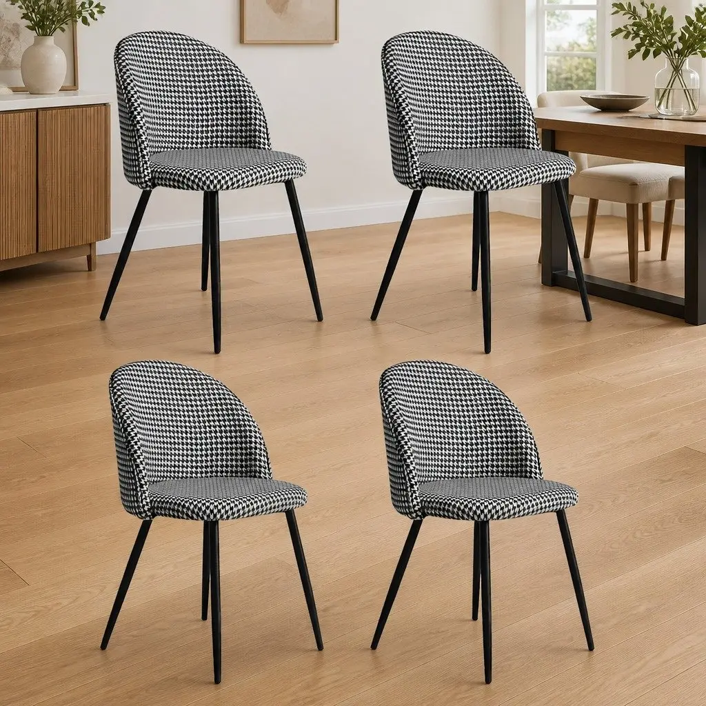 Houndstooth Dining Chairs Set of 4
