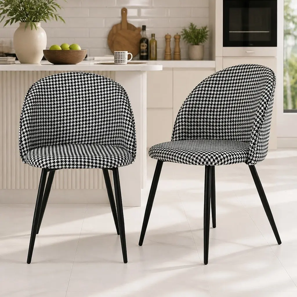 Houndstooth Dining Chairs Set of 4
