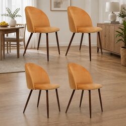 Set of 4 French Provincial Dining Chairs with Velvet Upholstery