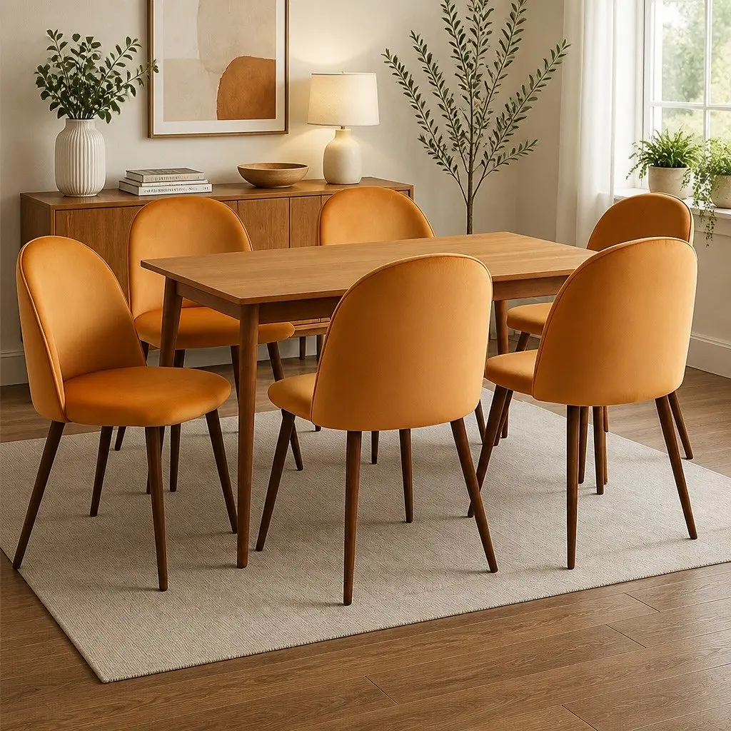 Velvet Dining Chair Set of 6 for Dining Spaces