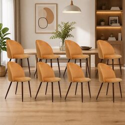 Set of 8 French Style Velvet Dining Chairs
