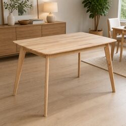 Sturdy Solid Wood Dining Table with Industrial Design
