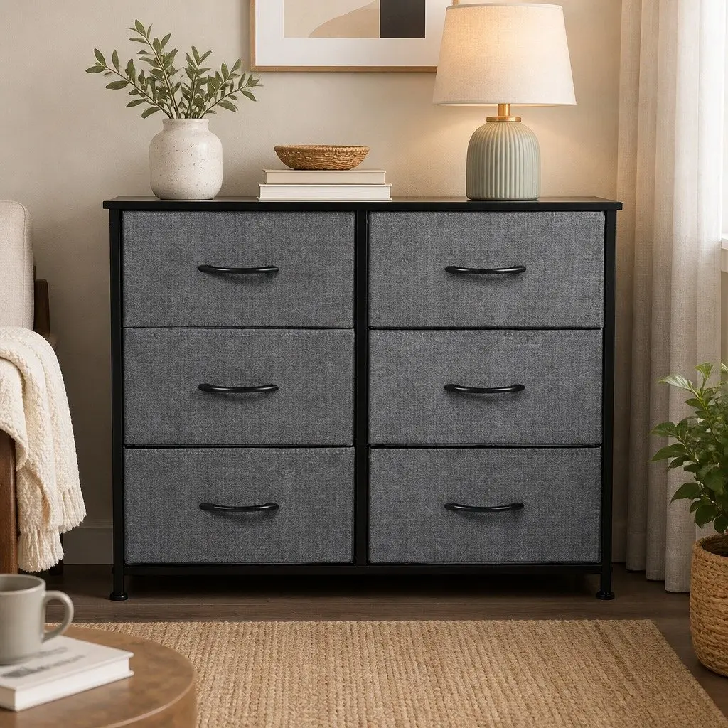 Dark Grey Storage Cabinet Tower with Removable Drawers