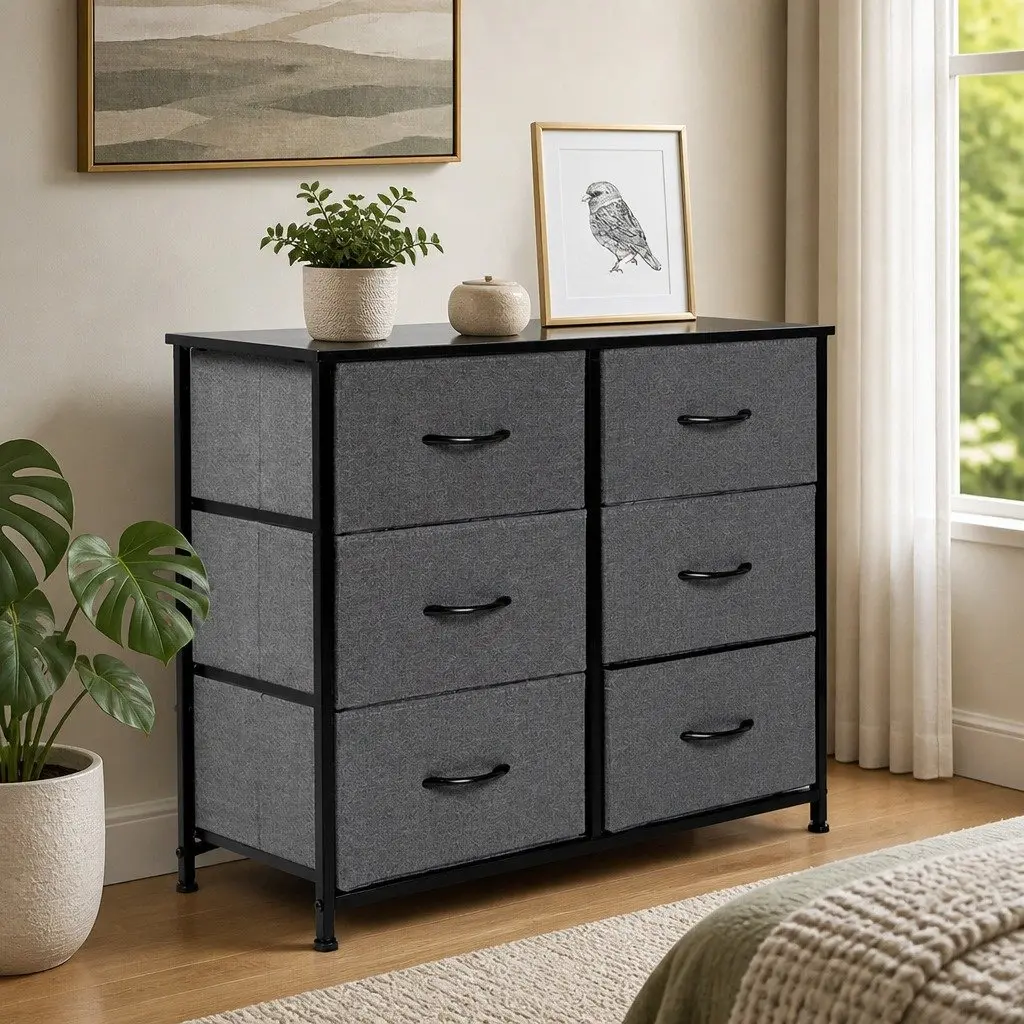 Dark Grey Storage Cabinet Tower with Removable Drawers