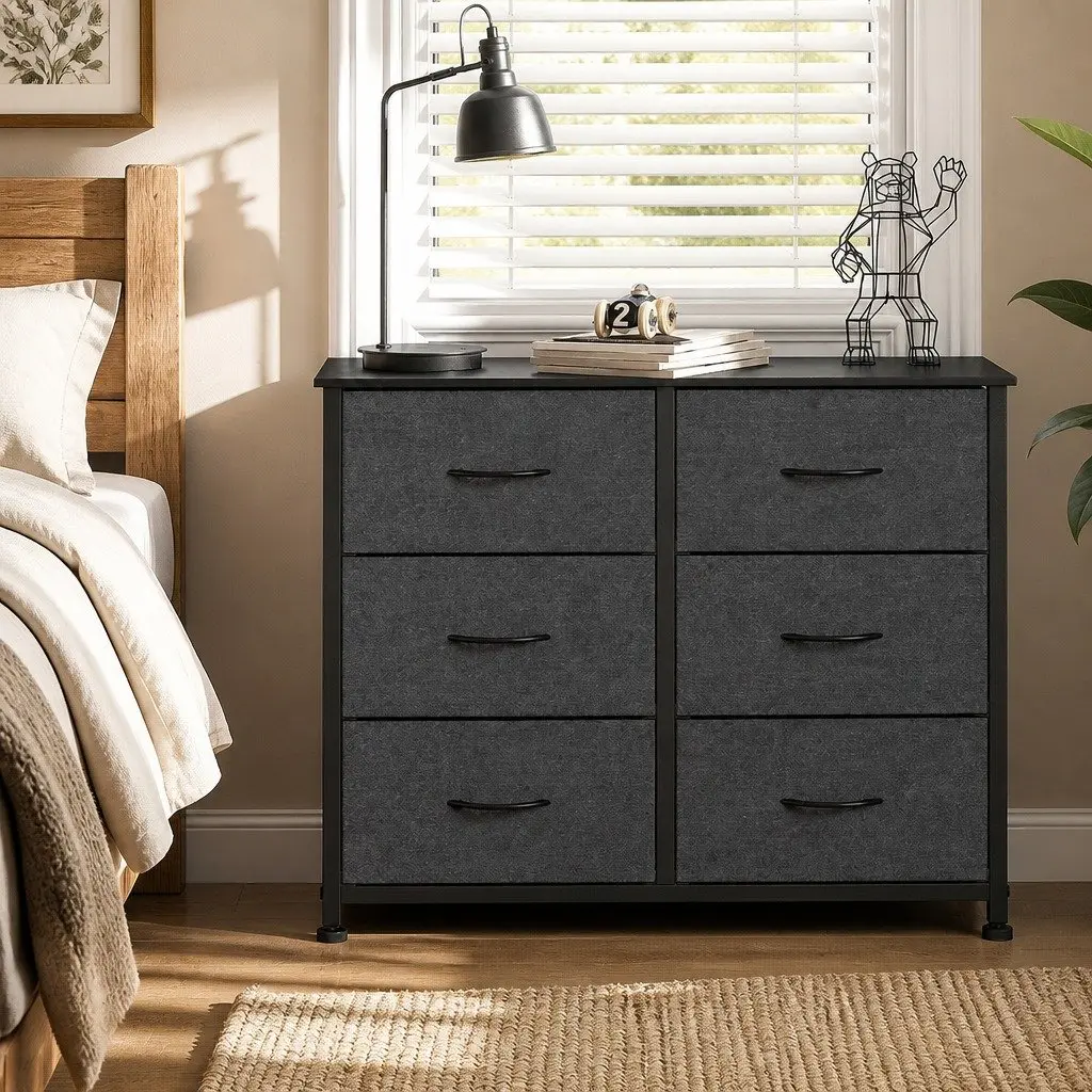 Dark Grey Storage Cabinet Tower with Removable Drawers