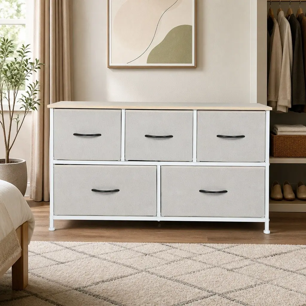 Beige Storage Cabinet Tower with Multiple Drawer Options