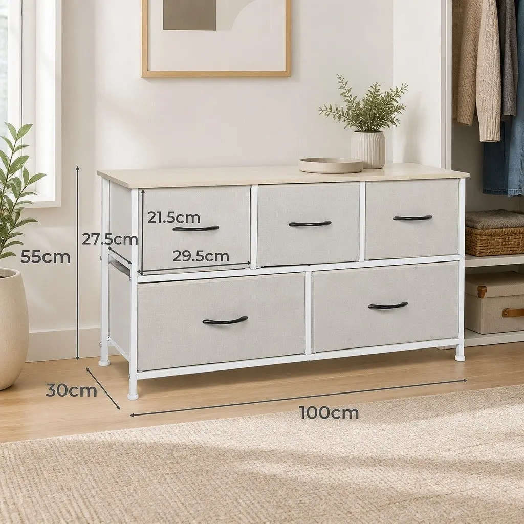 Beige Storage Cabinet Tower with Multiple Drawer Options
