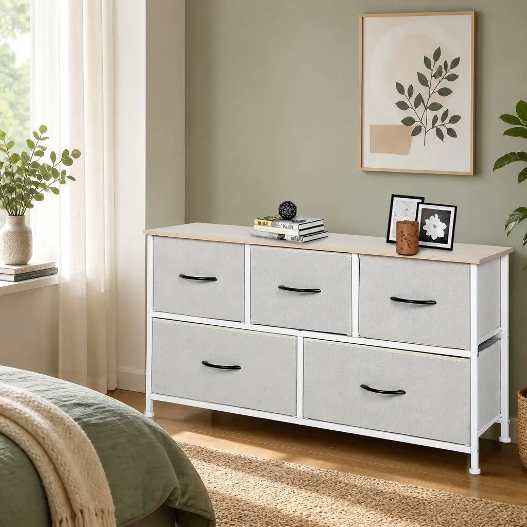 Beige Storage Cabinet Tower with Multiple Drawer Options