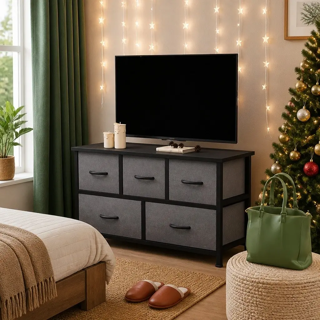 Dark Grey 5-Drawer Storage Cabinet for Home