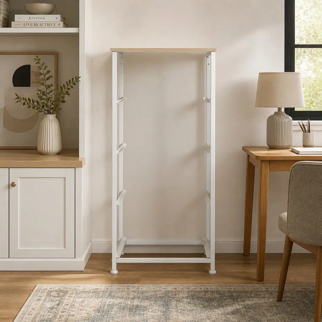 Storage Cabinet MDF Steel 4 Drawer Beige