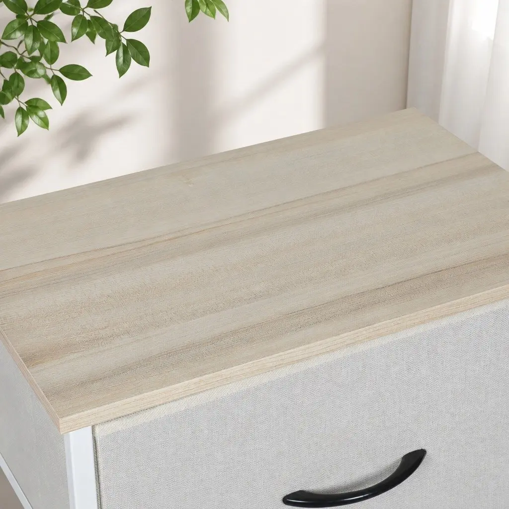 Storage Cabinet MDF Steel 4 Drawer Beige