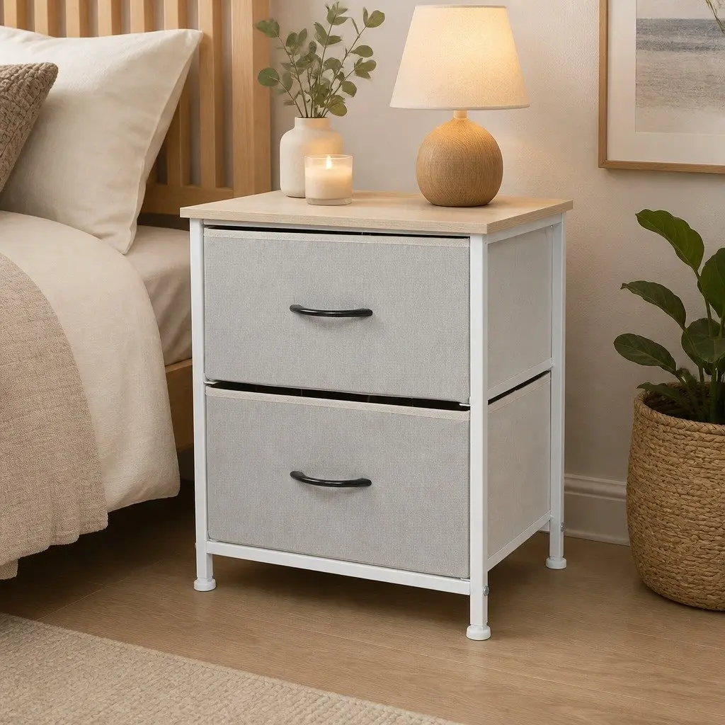 2-Drawer Storage Cabinet for Bedrooms