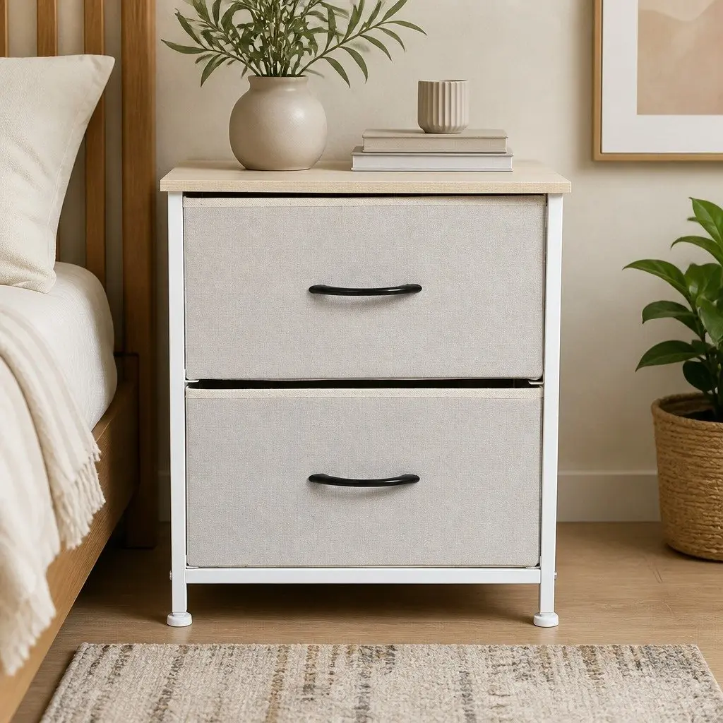 2-Drawer Storage Cabinet for Bedrooms