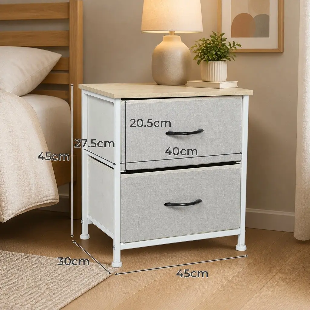 2-Drawer Storage Cabinet for Bedrooms