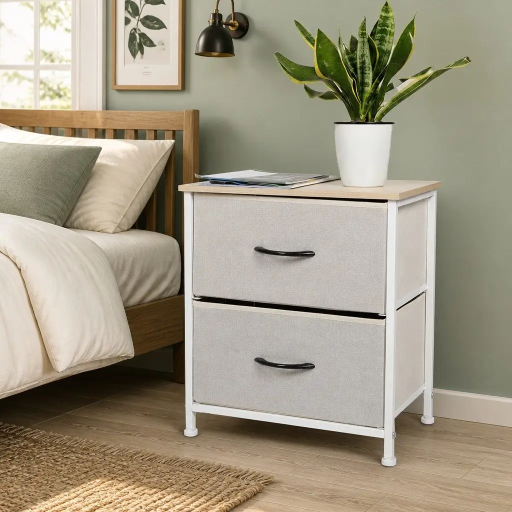 2-Drawer Storage Cabinet for Bedrooms