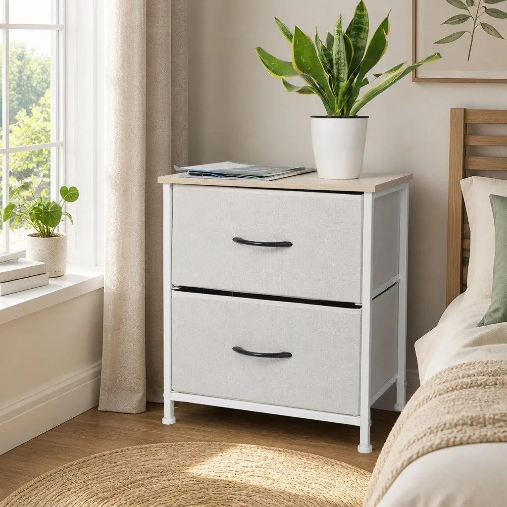 2-Drawer Storage Cabinet for Bedrooms
