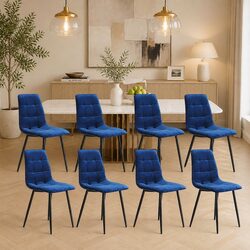 Stylish Set of 4 Velvet Dining Chairs with Steel Legs