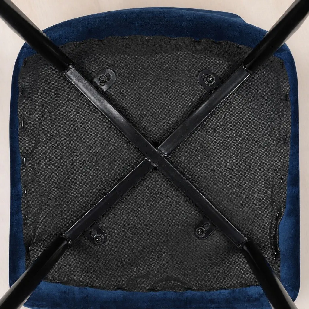 Set of 4 High Density Foam Velvet Blue Dining Chairs