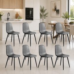 Set of 8 Sturdy Dining Chairs with Padded Backrest