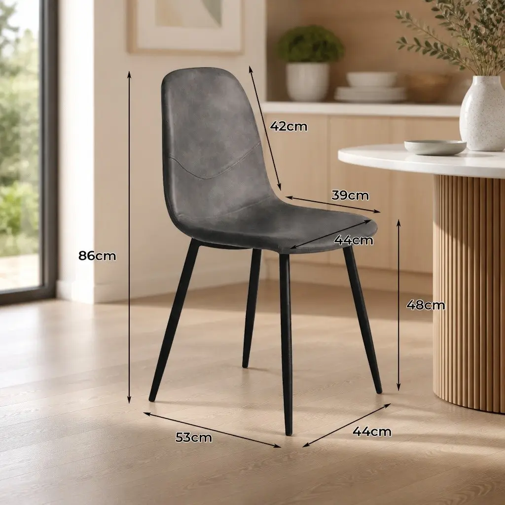 8 Piece Dining Chairs Upholstered Padded Backrest Grey Steel Frame