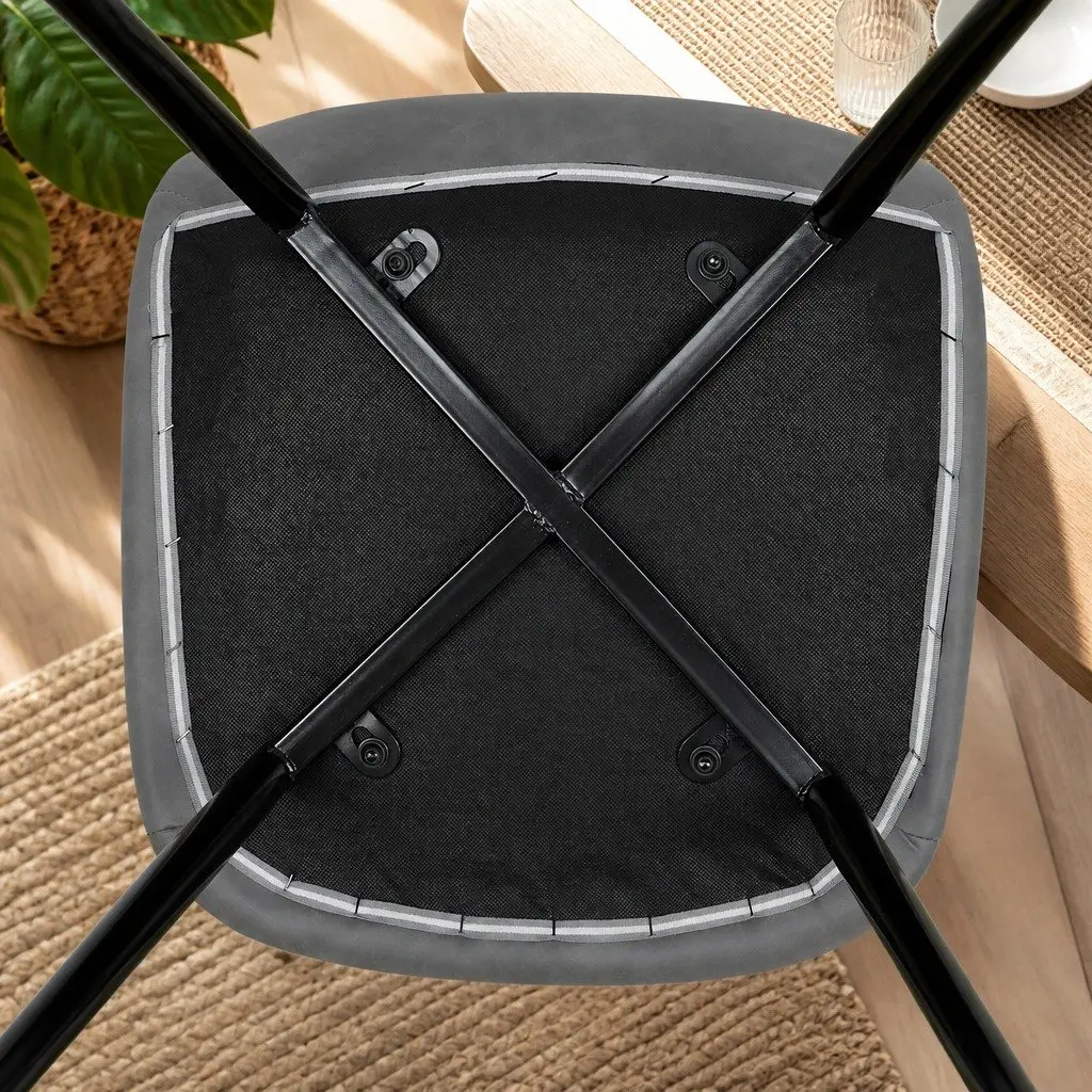 8 Piece Dining Chairs Upholstered Padded Backrest Grey Steel Frame