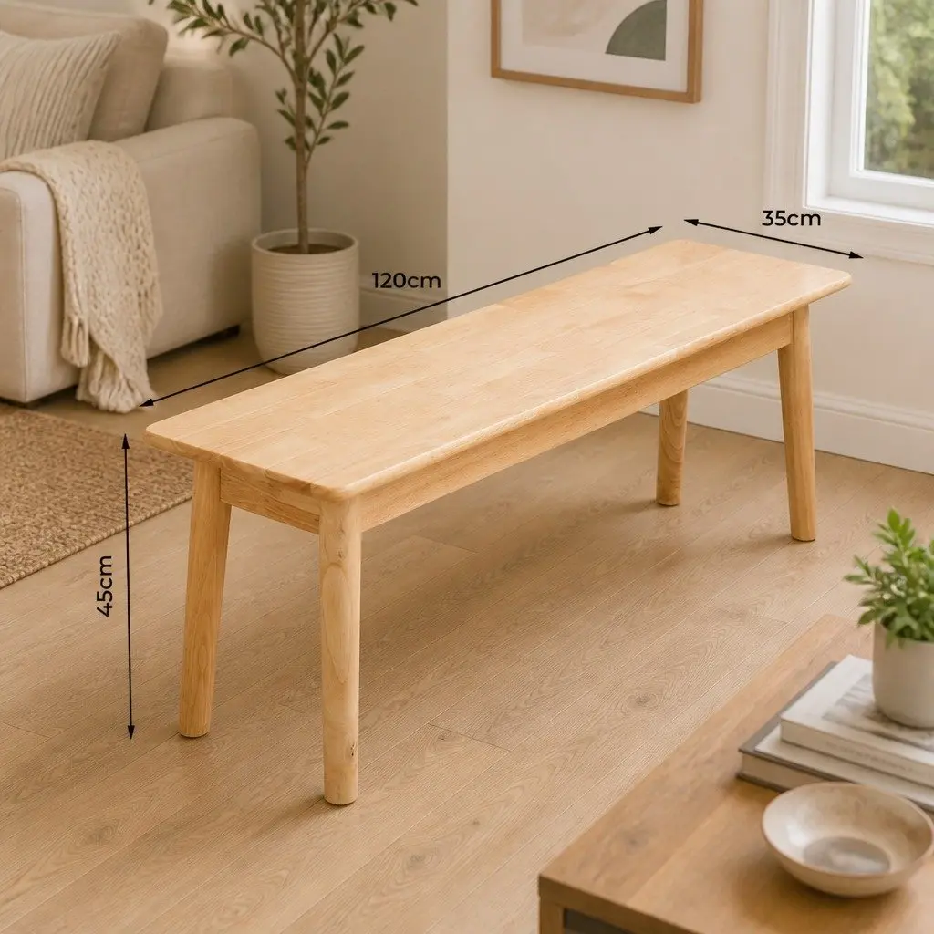 Dining Bench Rubberwood 120cm Natural