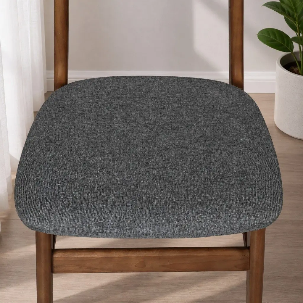 Brown Wooden Frame Dining Chairs 2 Pack with Cushions