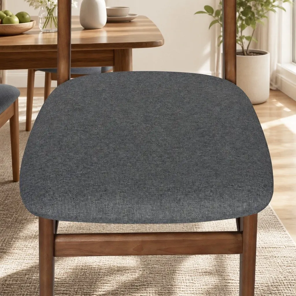 Dining Chairs Wooden Frame Linen Upholstered 45cm W 50cm D 76cm H Walnut Set of 8