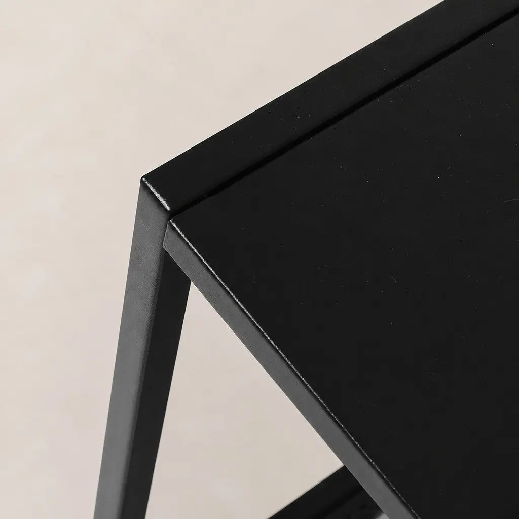 Black Steel Side Table with Open Shelves