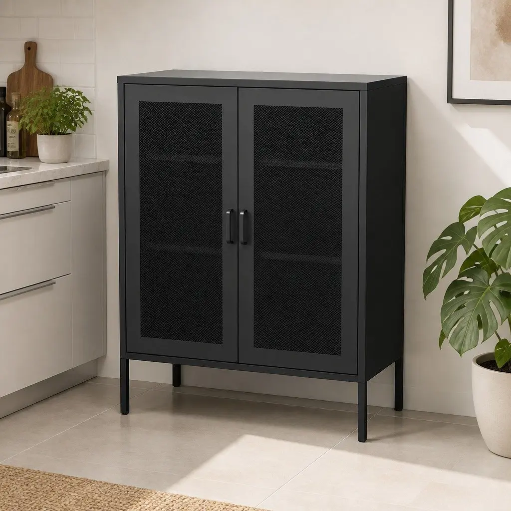 Steel Kitchen Storage Cabinet with Mesh Doors