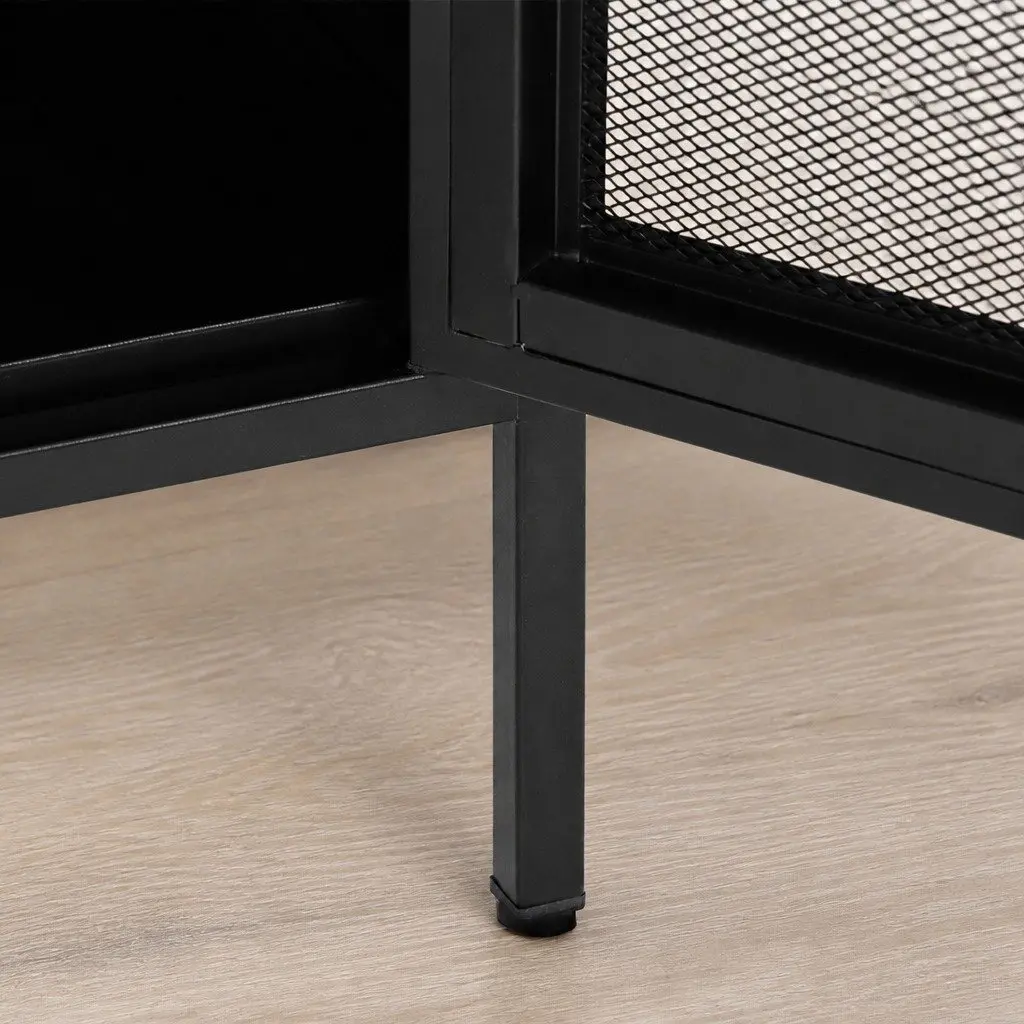 Storage Cabinet Steel 80cm W x 40cm D x 101.5cm H Black Mesh Doors Adjustable Shelves