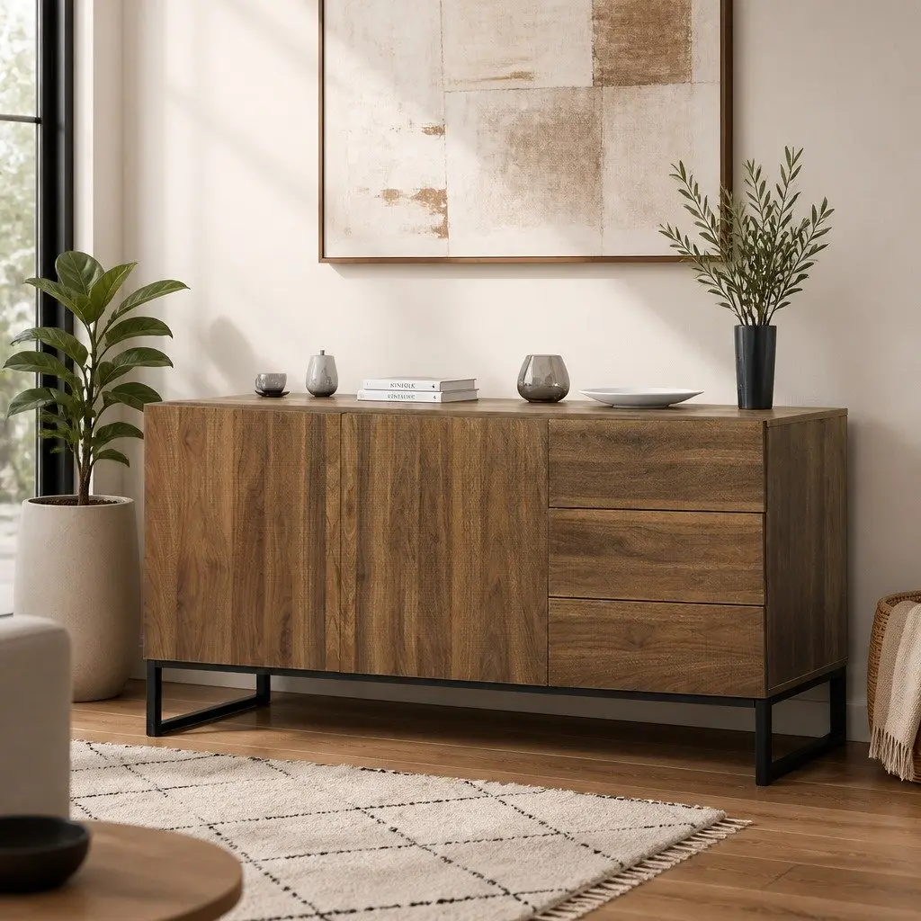 Walnut Sideboard Buffet Storage Cabinet