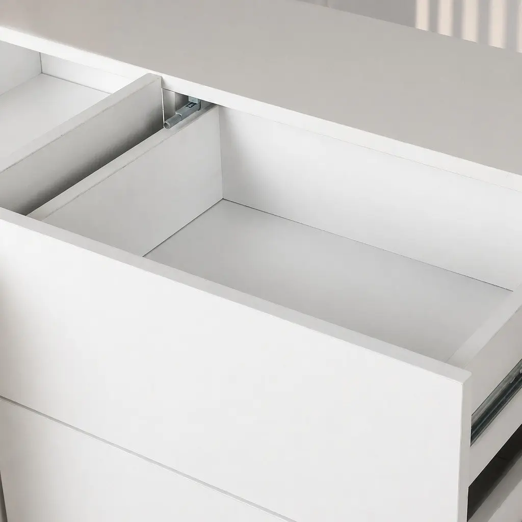 White Sideboard Storage Cabinet with Push Drawers