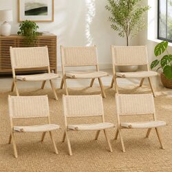 Stylish Wooden Folding Chairs Set of 6 for Relaxation