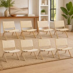 Set of 8 Wooden Folding Accent Chairs for Relaxation