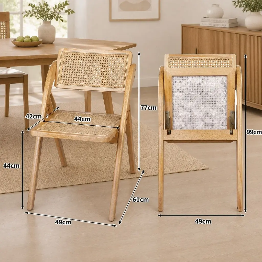 Set of 2 Foldable Wooden Dining Chairs for Comfort