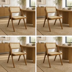 Stylish Foldable Rattan Dining Chairs Set of 4