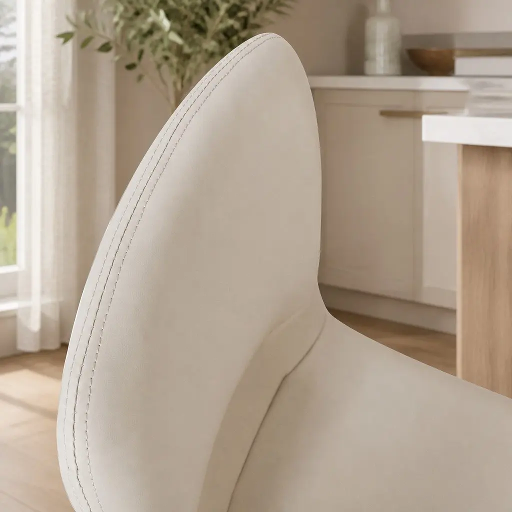 Stackable Dining Chairs PU Leather Steel Frame Beige 8 Piece
