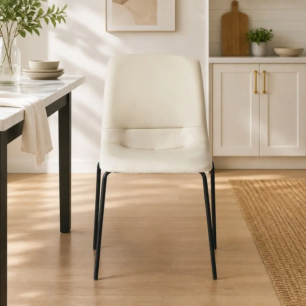 Stackable Dining Chairs Set of 4 in Beige