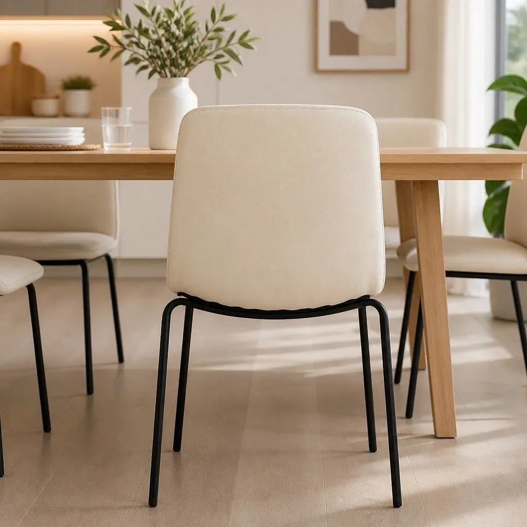 Stackable Dining Chairs Set of 4 in Beige