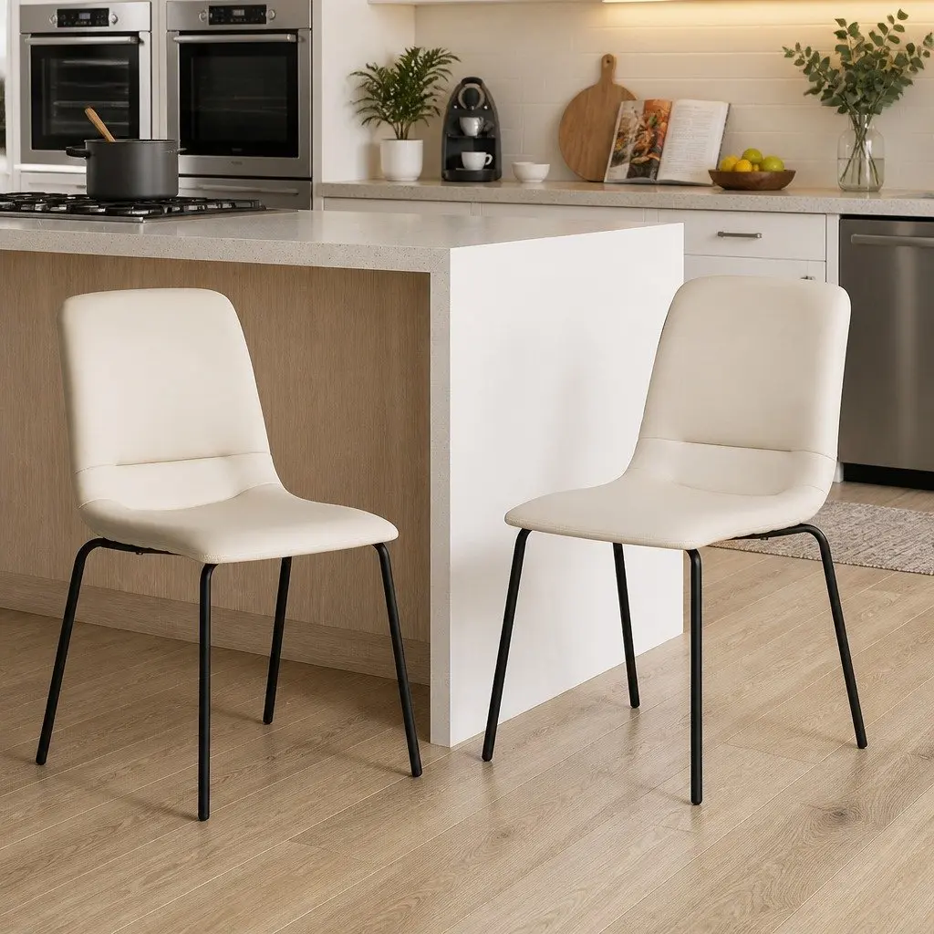 Stackable Dining Chairs Set of 4 in Beige