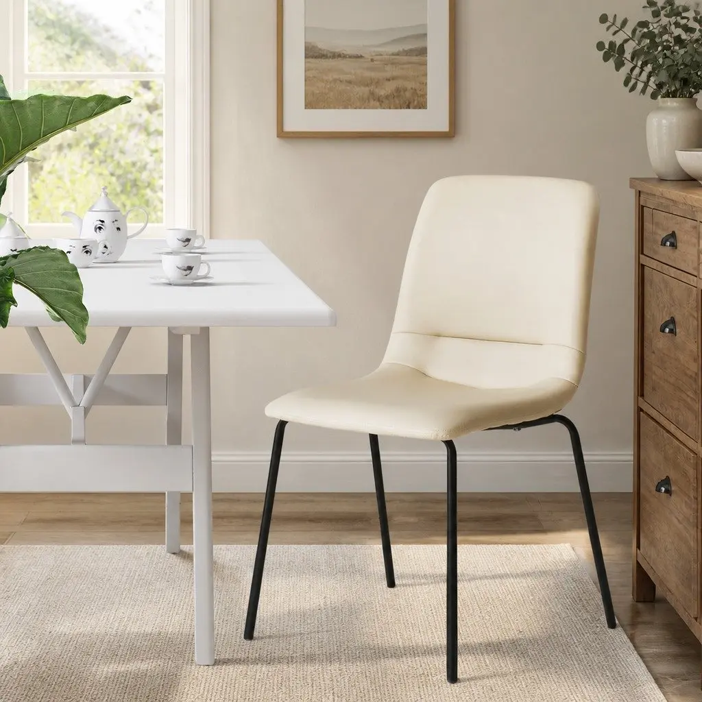 Stackable Dining Chairs Set of 4 in Beige