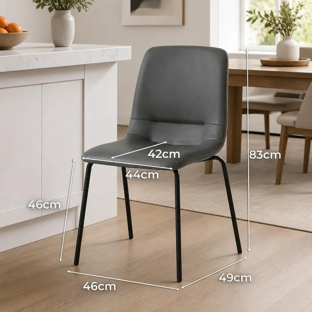 Stackable Dining Chair in Grey PU Leather