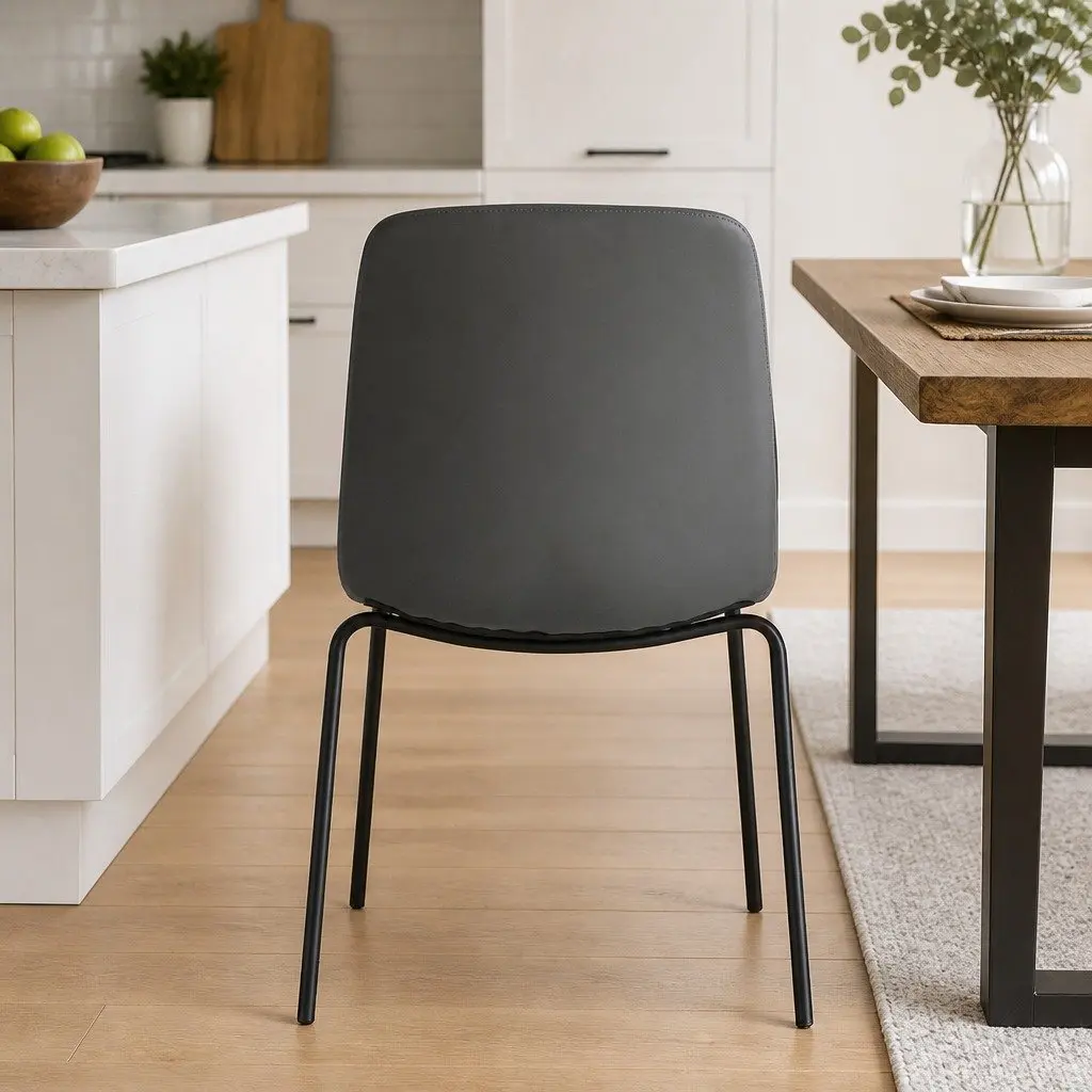Stackable Dining Chair in Grey PU Leather