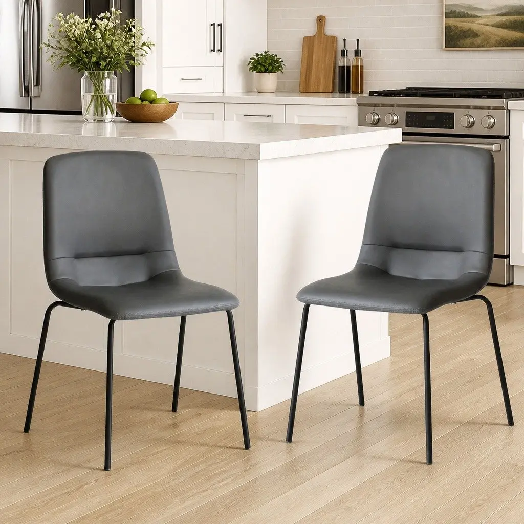 Stackable Dining Chair in Grey PU Leather
