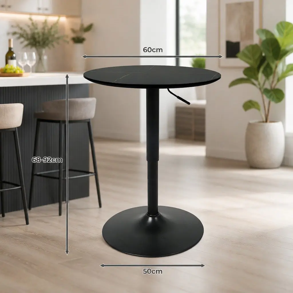 Bar Table Swivel Gas Lift Adjustable Height Counter Stool Desk Black Indoor