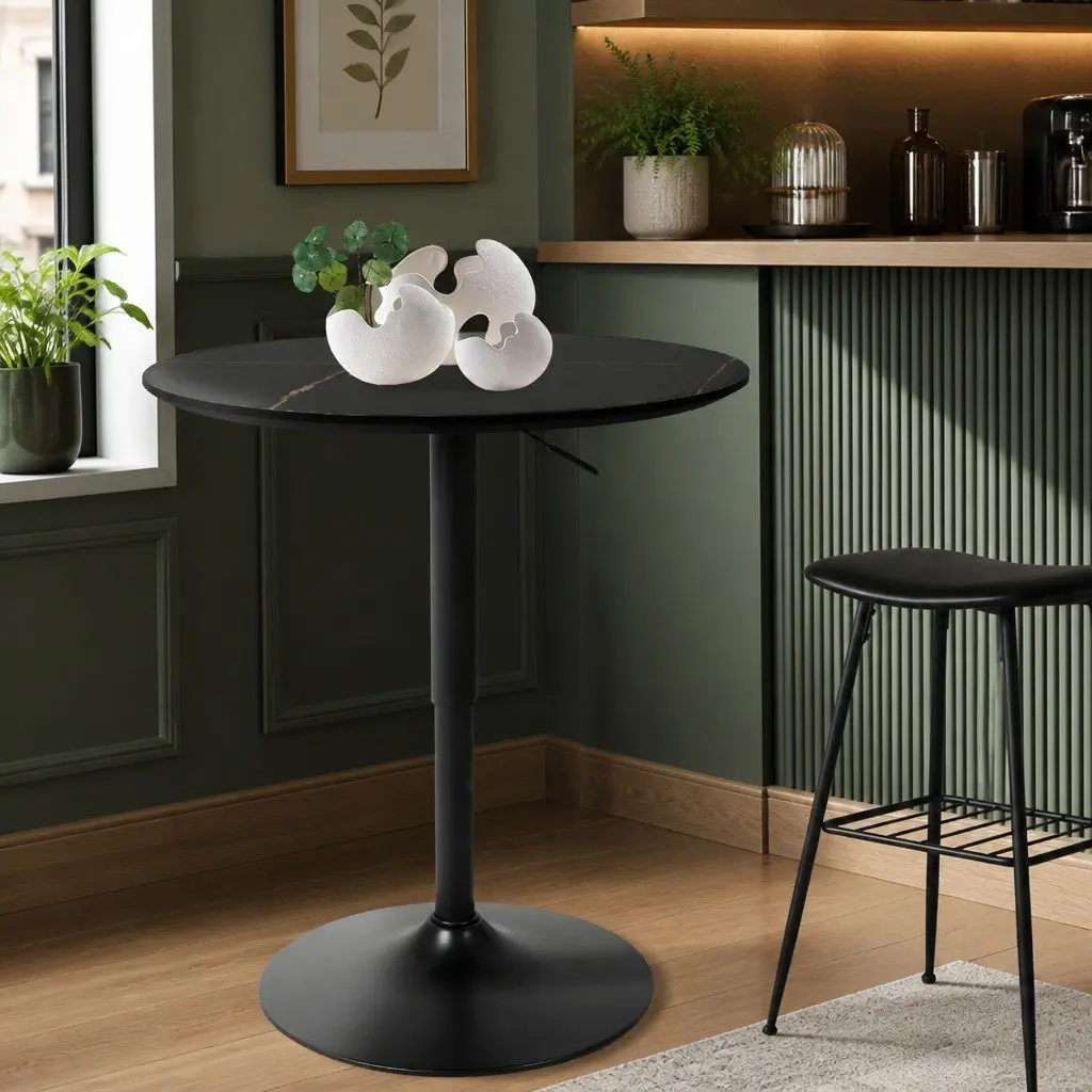 Bar Table Swivel Gas Lift Adjustable Height Counter Stool Desk Black Indoor