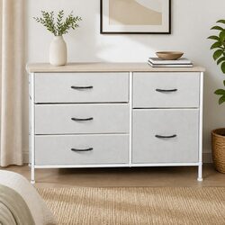 Stylish Beige Storage Cabinet Tower with Smooth Drawers